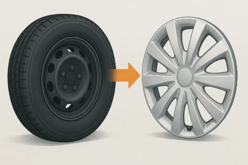 Radkappe auf eine Stahlfelge